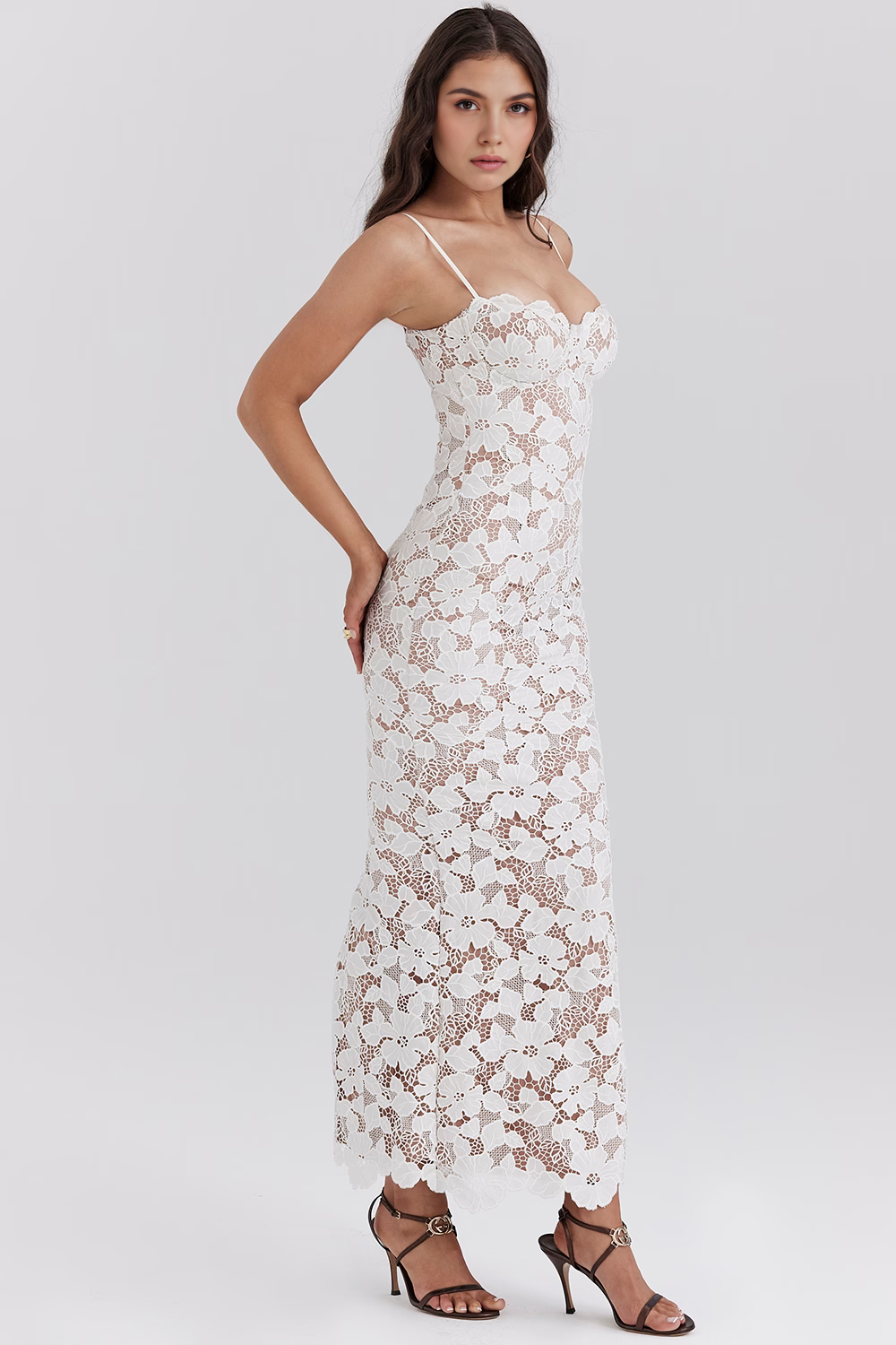 Mari | Midi Spitzenkleid