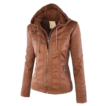 Emma | Lederjacke mit Kapuze