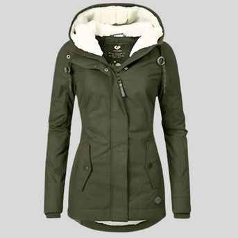 Alienor | Wasserfeste Lange Jacke mit Kapuze und Futter