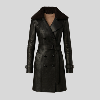 Grace | Moderner Leder-Mantel mit raffinierten Linien und universellem Stil