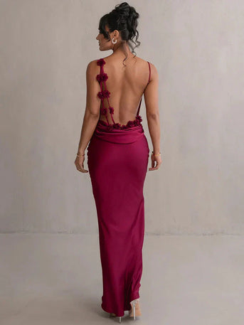 Cassiane - Satin Kleid mit Blumenmuster