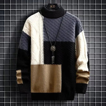 Levi | Pullover mit farbigen Blöcken und Zopfmuster