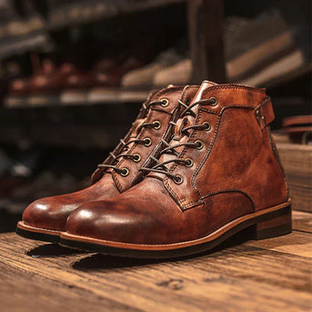 Fanum | Herren Retro Stiefeletten mit Rundem Zeh