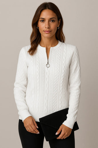 Julia | Eleganter Strickpullover mit Reißverschluss