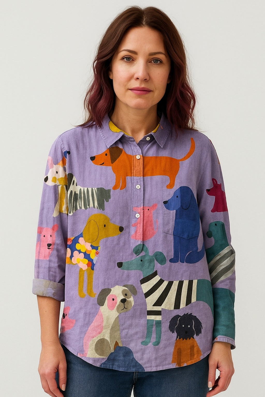 Mary Jane® | Exklusive Damenbluse mit Hunde-Muster
