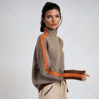 Malou™ | Pullover mit hohem Kragen in auffälligen Streifen