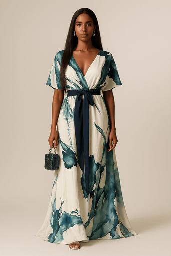 Alina | Lange Kleid mit Aquarelleffekt