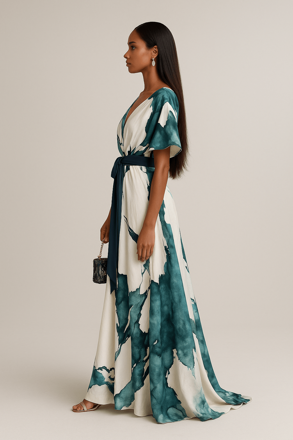 Alina | Lange Kleid mit Aquarelleffekt