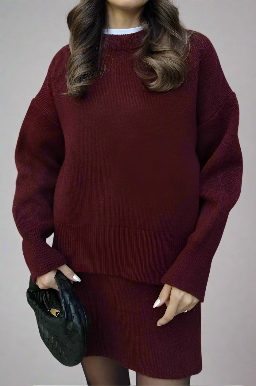 Julavine – Stylisches Oversize-Set aus Pullover und Rock